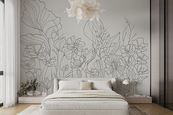 Disegno lineare di fiori Disegno lineare di fiori