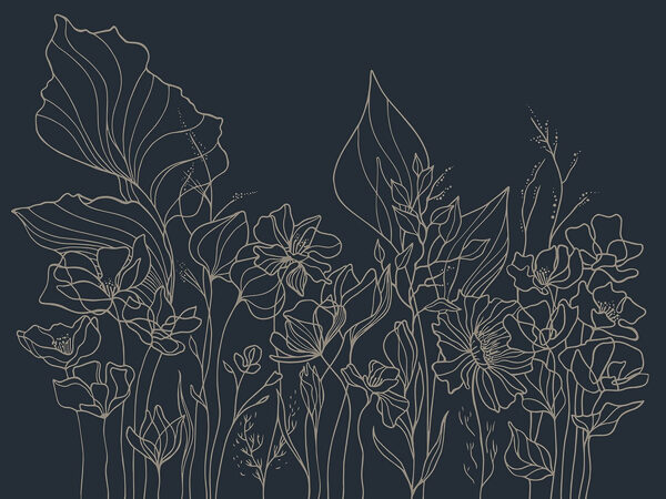 Disegno lineare di fiori Disegno lineare di fiori