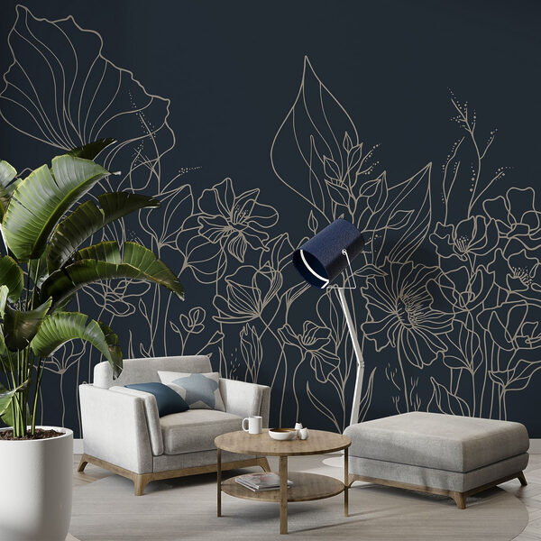 Disegno lineare di fiori Disegno lineare di fiori