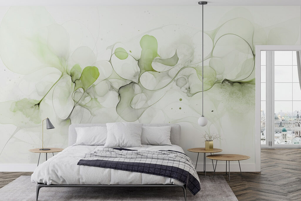 Fluid shapes and gentle green tones