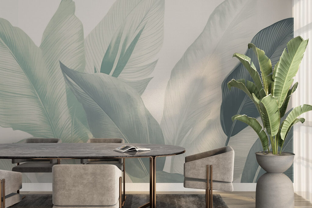 Lush leaves in soft green tones