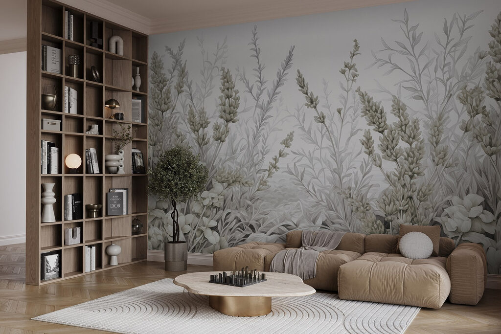 Serene botanical garden in soft hues