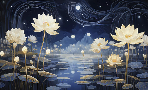 Pittura di fiori in uno stagno Pittura di fiori in uno stagno