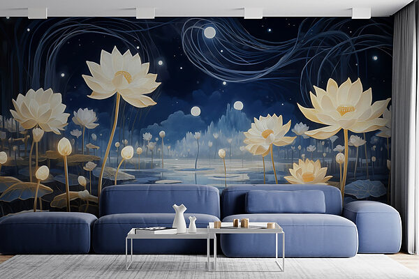 Pittura di fiori in uno stagno Pittura di fiori in uno stagno