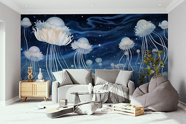 Carta da parati Carta da parati Gruppo di meduse sotto il cielo notturno (COD: w02851)