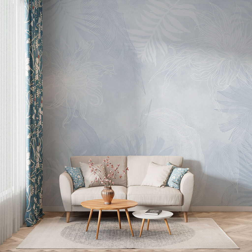 White and blue floral pattern