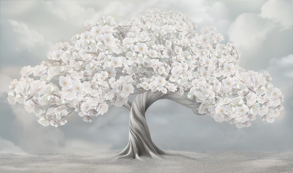 Albero con fiori bianchi Albero con fiori bianchi