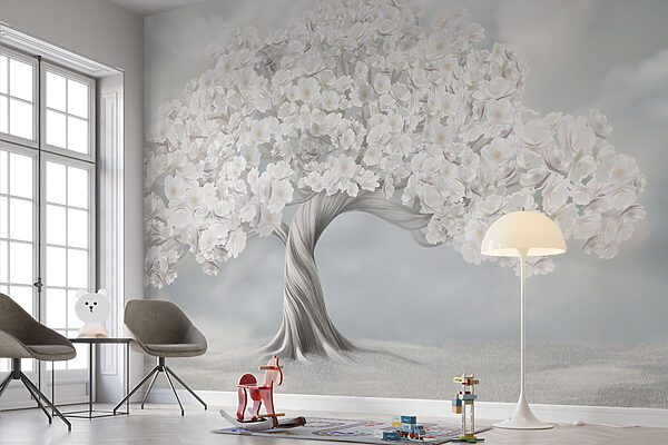 Albero con fiori bianchi Albero con fiori bianchi