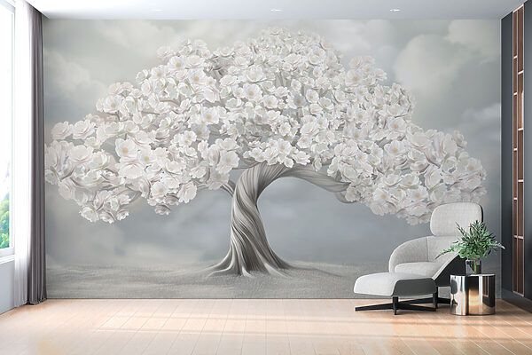 Albero con fiori bianchi Albero con fiori bianchi