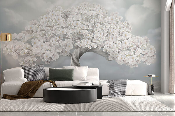 Albero con fiori bianchi Albero con fiori bianchi