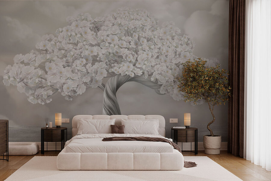 Albero con fiori bianchi