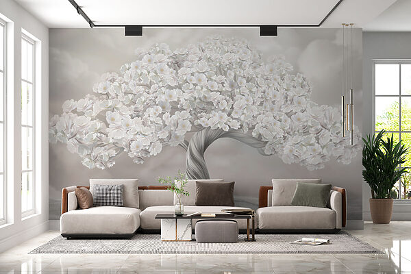 Albero con fiori bianchi Albero con fiori bianchi