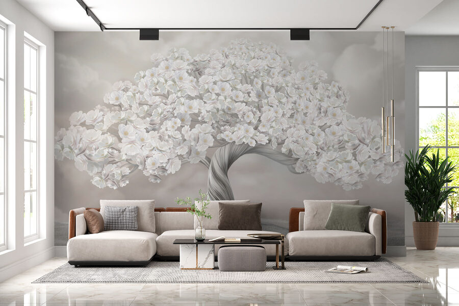 Albero con fiori bianchi