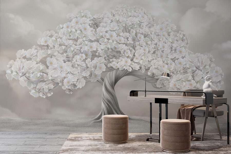 Albero con fiori bianchi