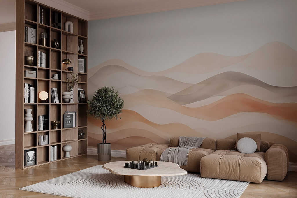 Brown and white wavy lines