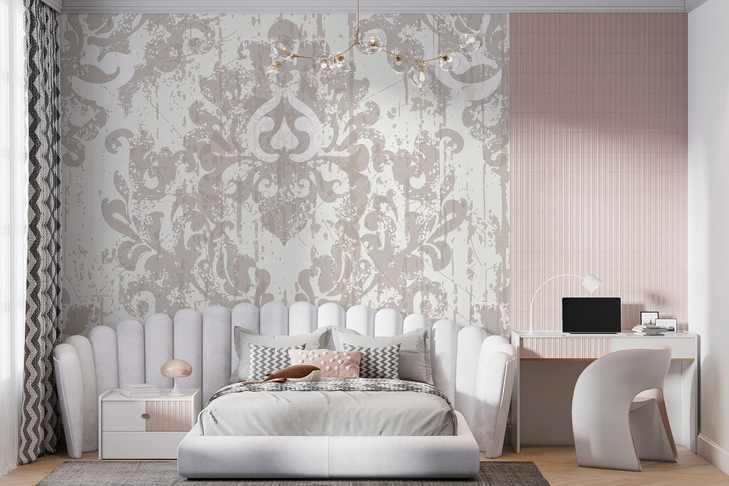 White and grey wallpaper