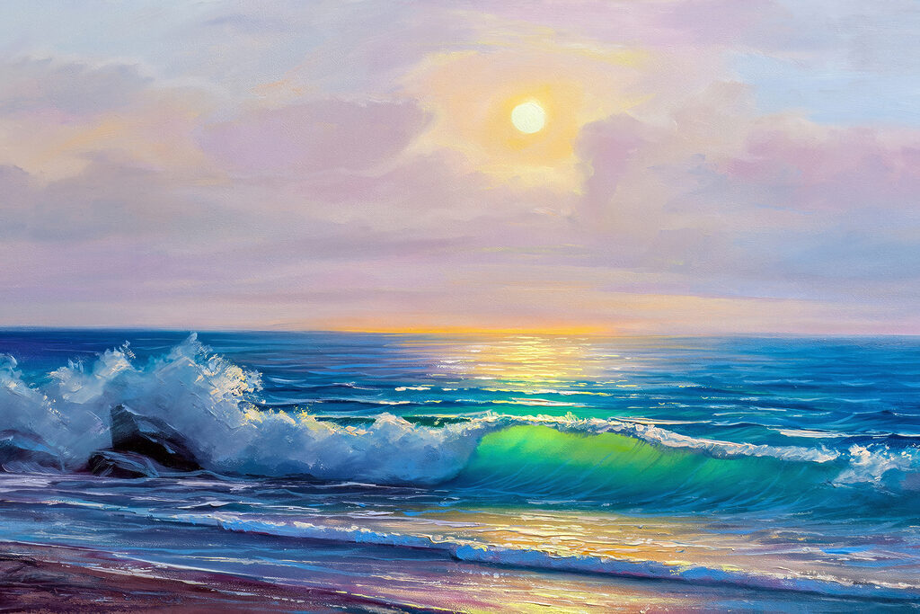 Painting of a beach with waves Painting of a beach with waves