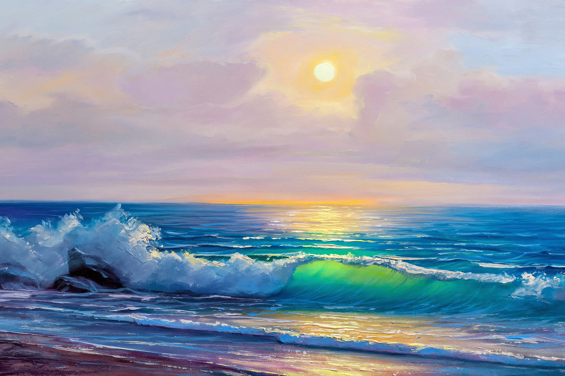 Painting of a beach with waves Painting of a beach with waves