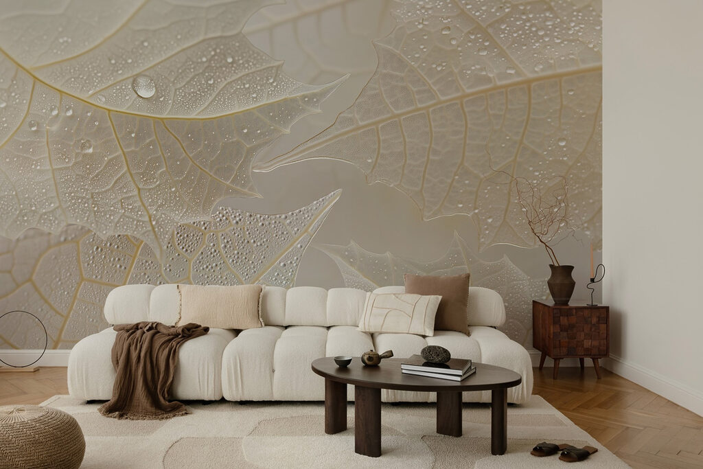 Delicate leaves with morning dew Delicate leaves with morning dew