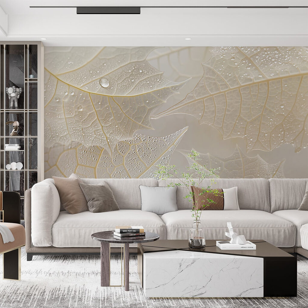 Delicate leaves with morning dew Delicate leaves with morning dew