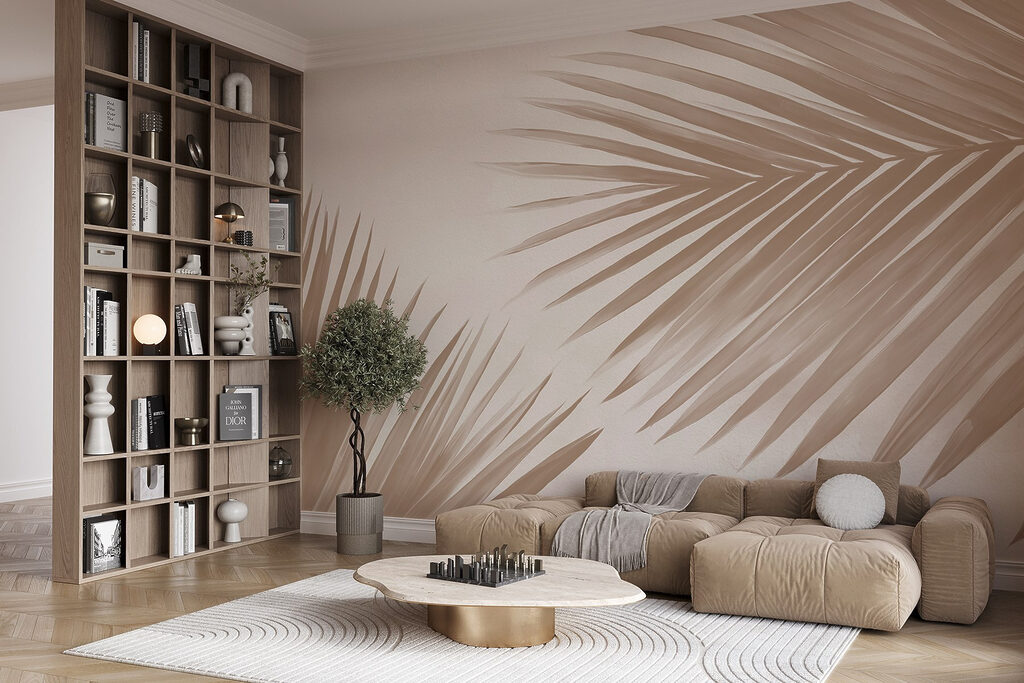 Elegant palm leaves on a soft background