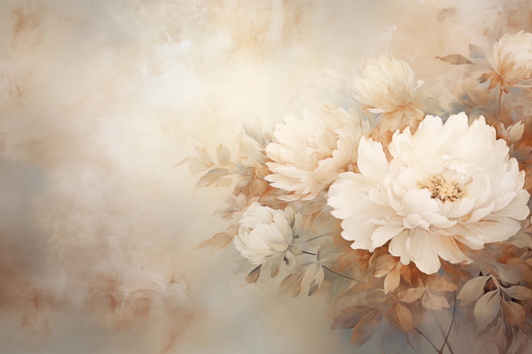Painting of flowers on a wall Painting of flowers on a wall