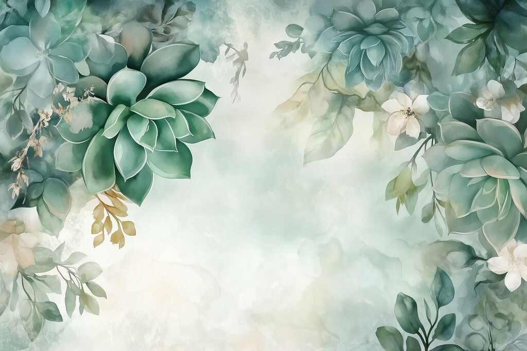 Pittura di piante e fiori verdi Pittura di piante e fiori verdi