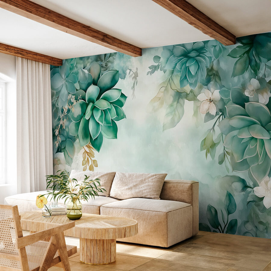 Pittura di piante e fiori verdi
