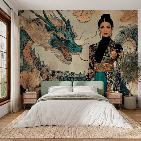Donna con kimono e drago Donna con kimono e drago