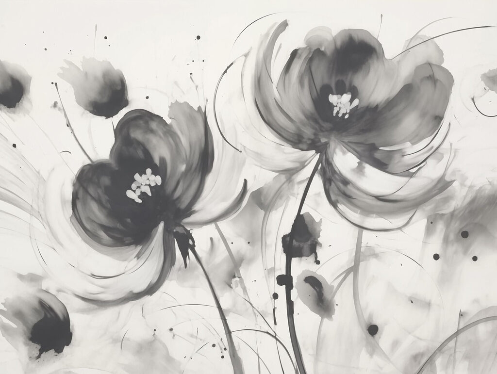 Pittura di fiori su una superficie bianca Pittura di fiori su una superficie bianca