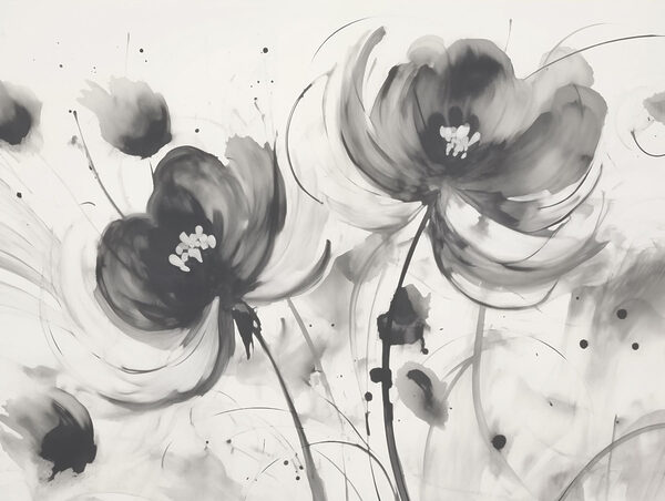 Pittura di fiori su una superficie bianca Pittura di fiori su una superficie bianca