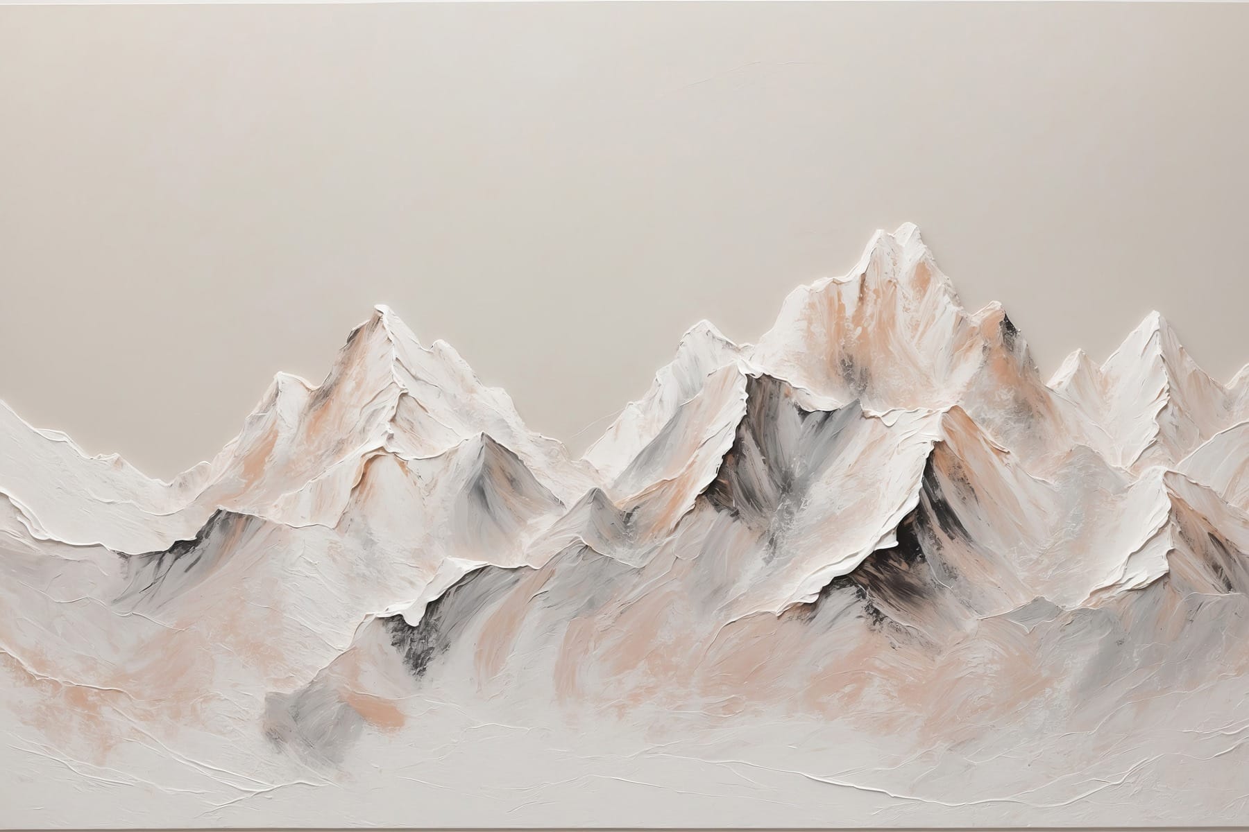 Painting of mountains with white and brown colors Painting of mountains with white and brown colors