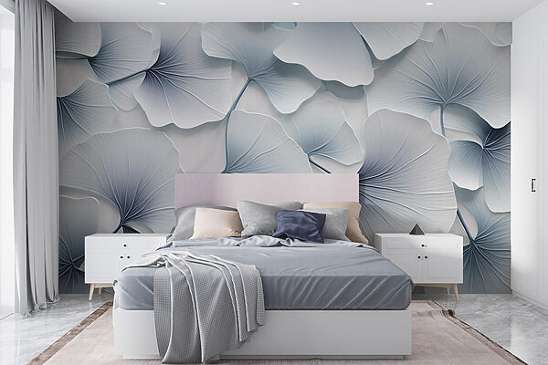 Carta da parati Carta da parati Delicati strati di foglie di ginkgo (COD: w08666)