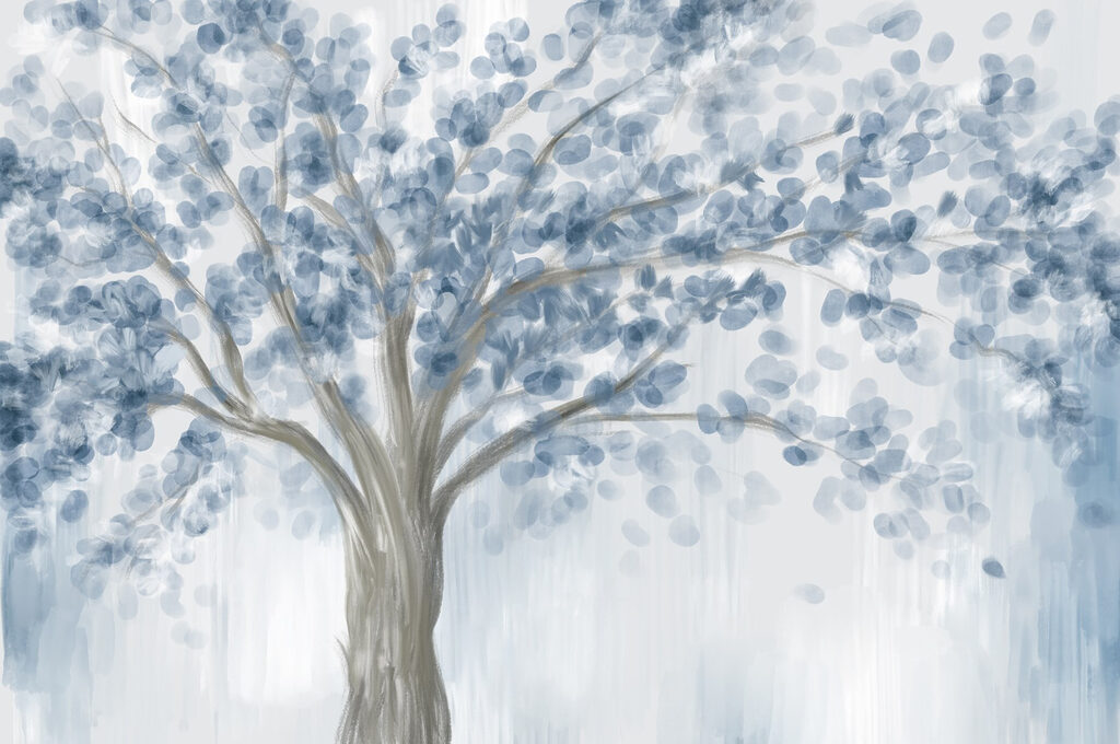 Albero con foglie blu Albero con foglie blu