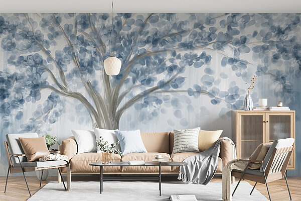 Albero con foglie blu Albero con foglie blu