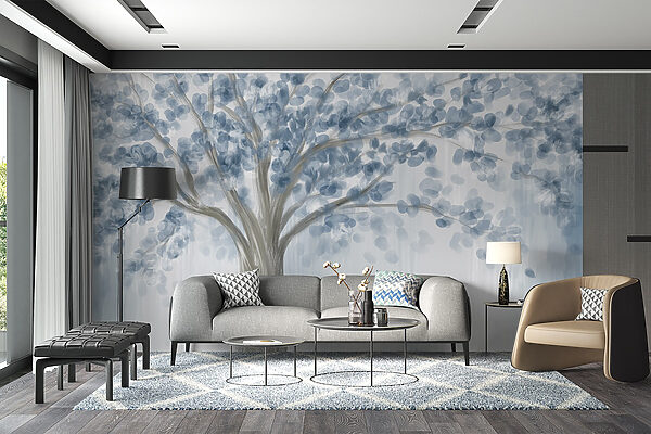 Albero con foglie blu Albero con foglie blu