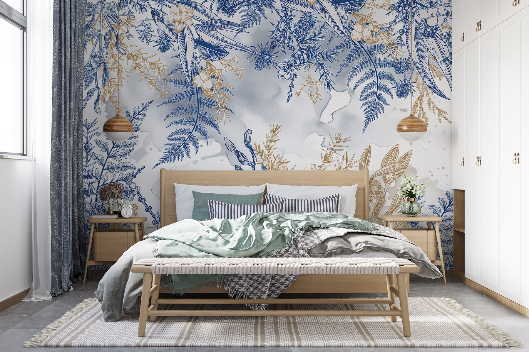 Blue and white floral pattern