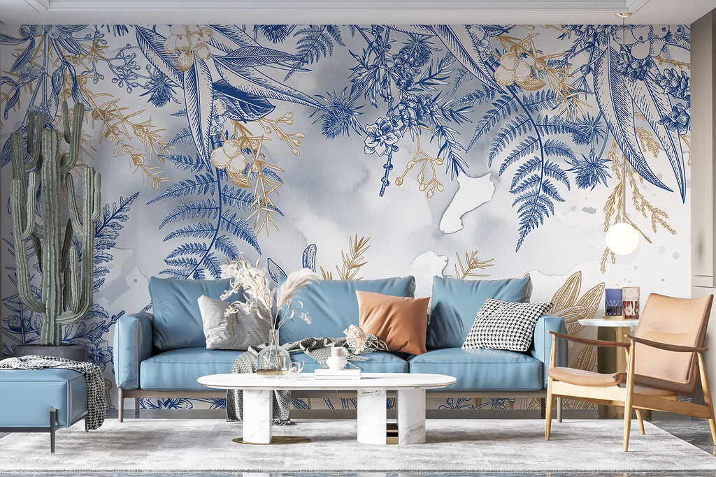 Blue and white floral pattern