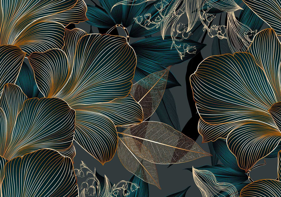 Carta da parati Elegante design floreale in tonalità scure - immagine 6