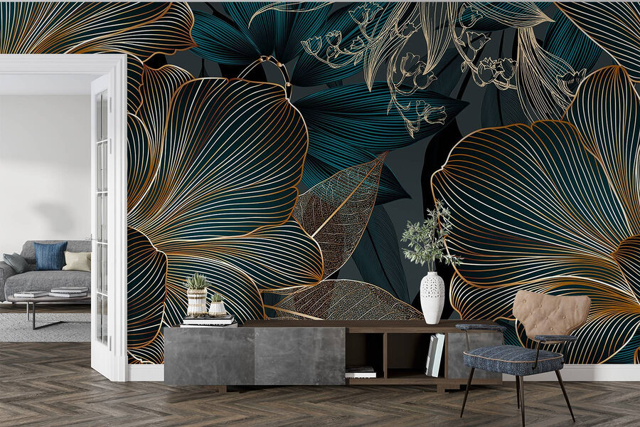 Carta da parati Elegante design floreale in tonalità scure - immagine 5