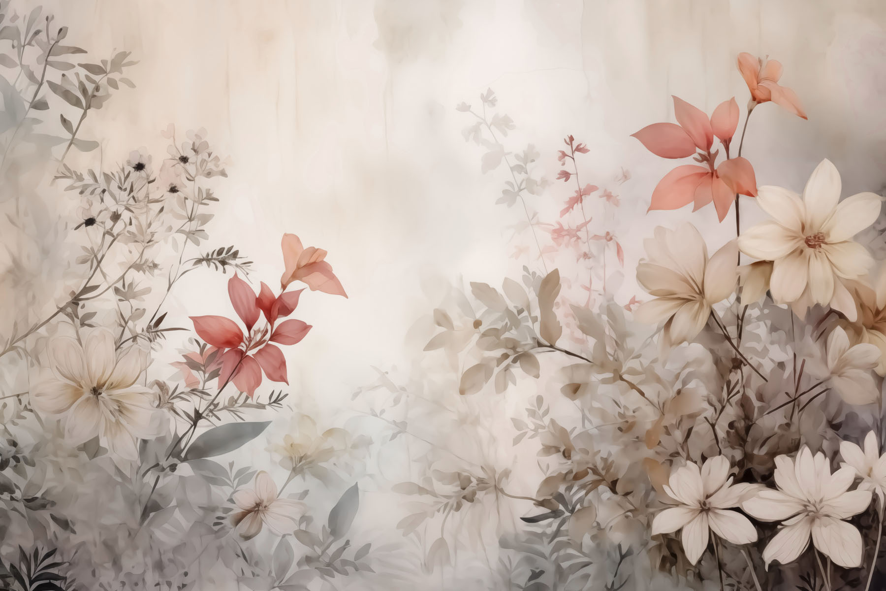 Painting of flowers on a wall