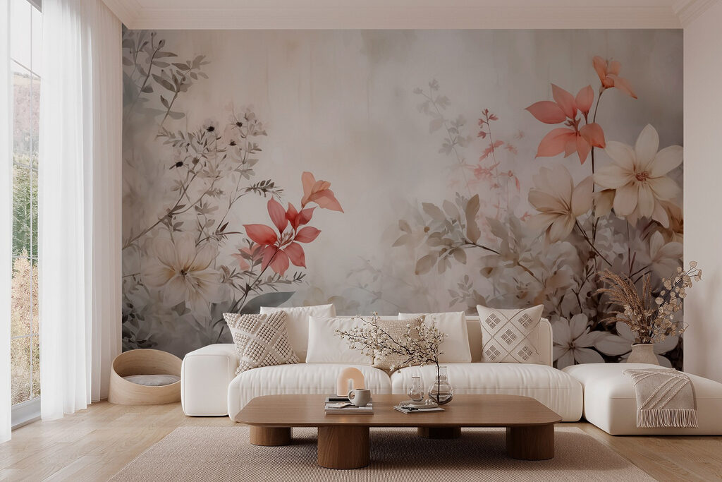 Painting of flowers on a wall