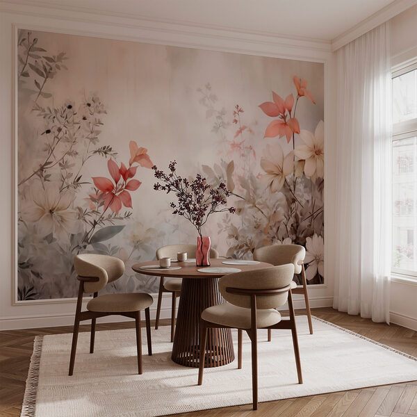 Pittura di fiori su una parete Pittura di fiori su una parete