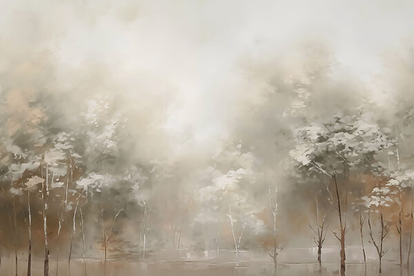Pittura di alberi nella nebbia Pittura di alberi nella nebbia