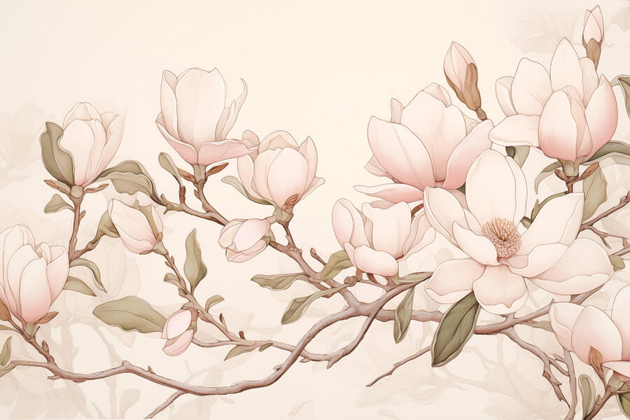Pittura di fiori su un ramo