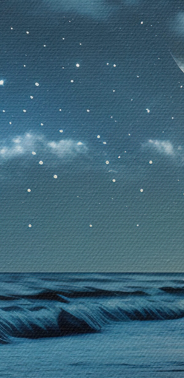 Moon and stars over a beach Moon and stars over a beach