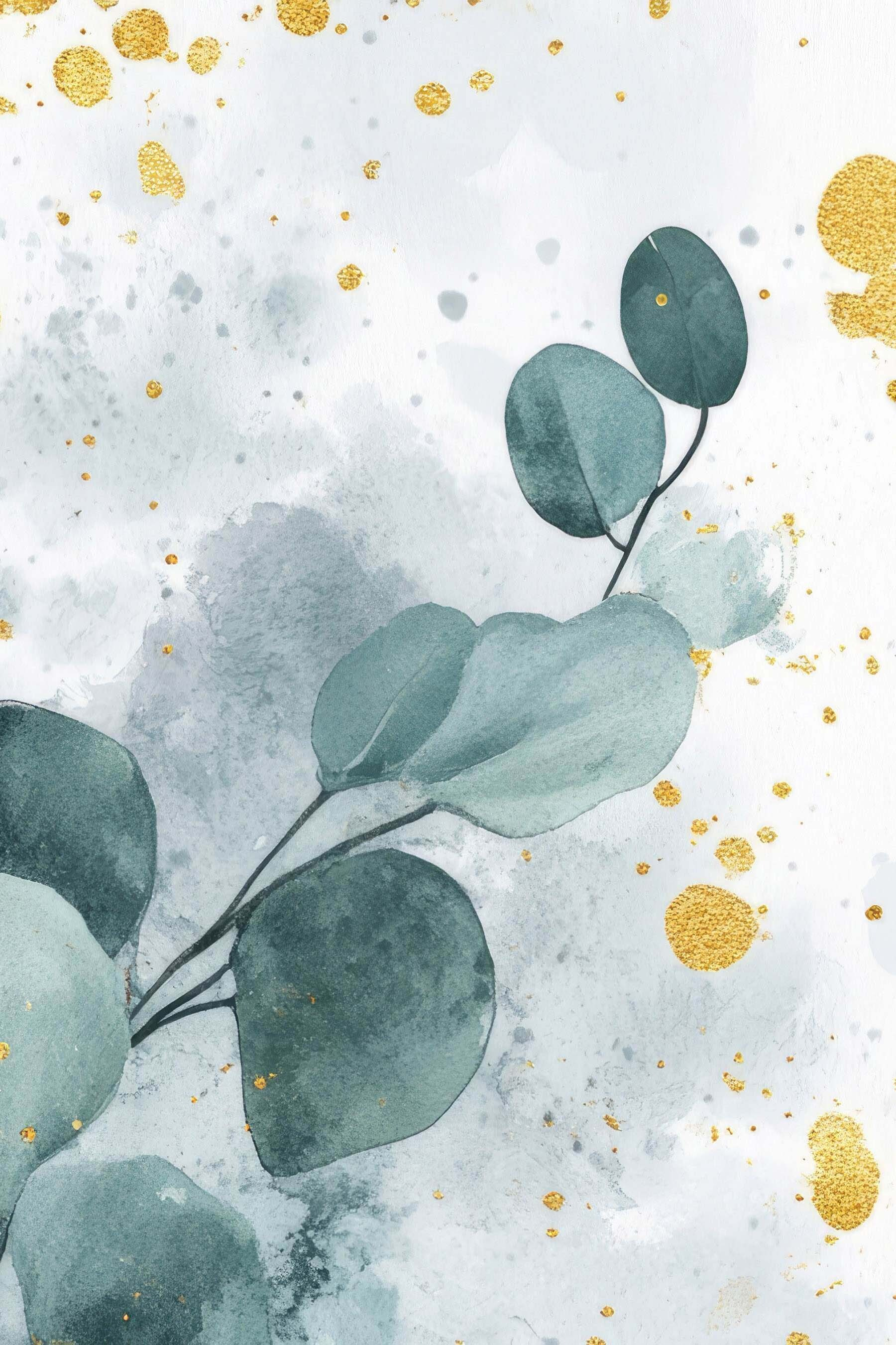 Watercolor painting of a branch with leaves Watercolor painting of a branch with leaves