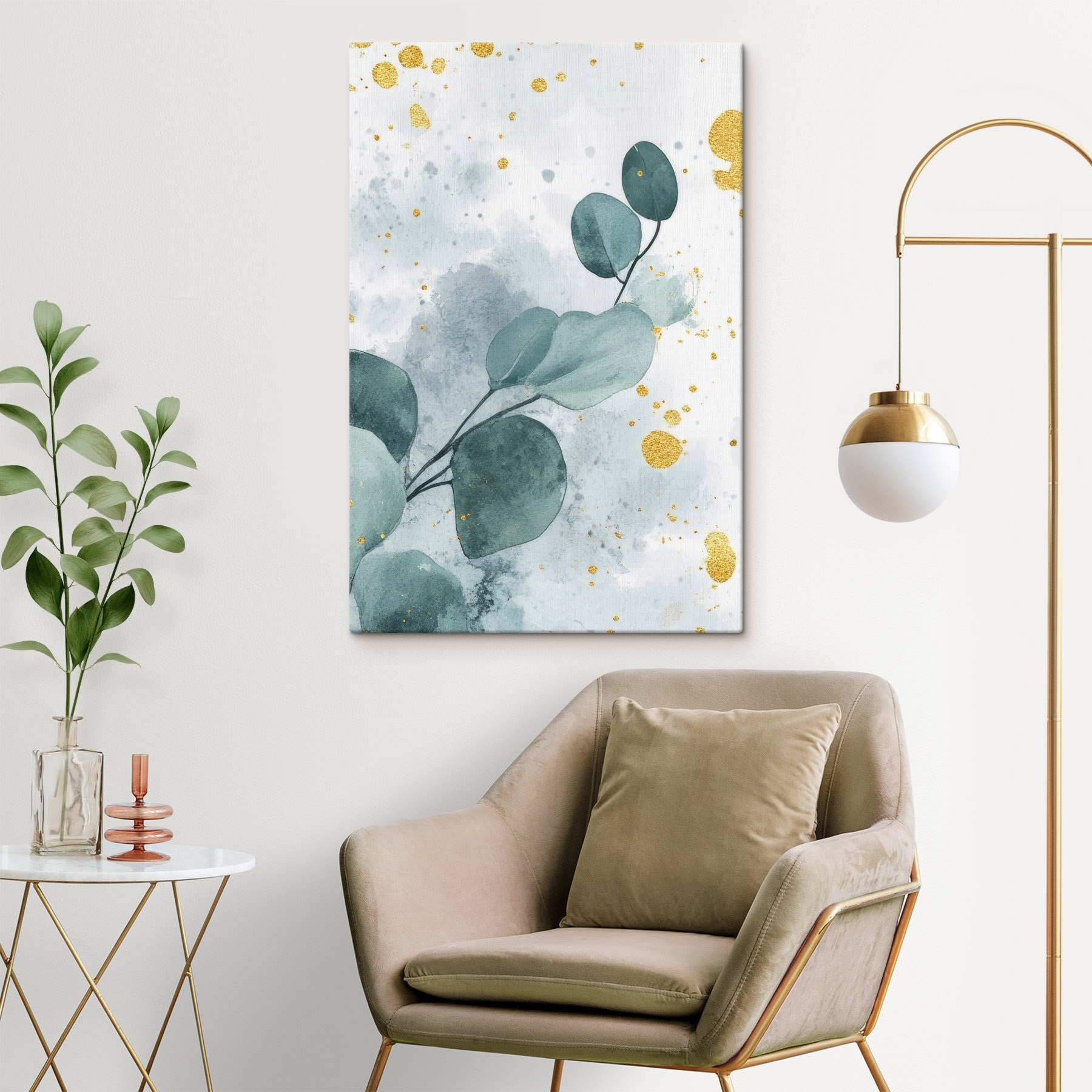 Watercolor painting of a branch with leaves Watercolor painting of a branch with leaves