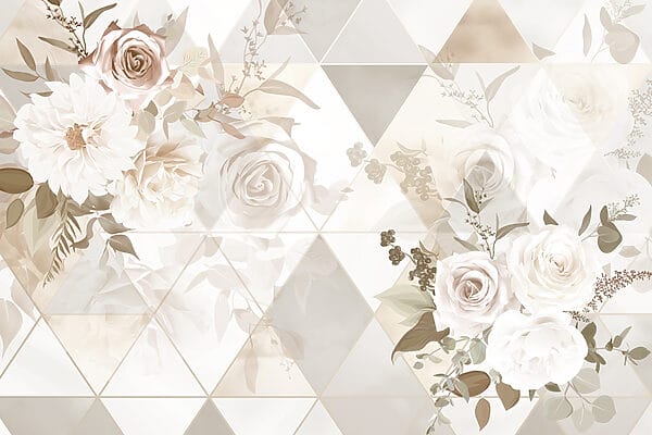 Carta da parati con fiori e triangoli Carta da parati con fiori e triangoli