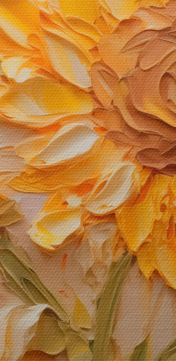 Painting of sunflowers on a white surface